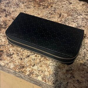 Gucci Black Wallet with Gold Zipper